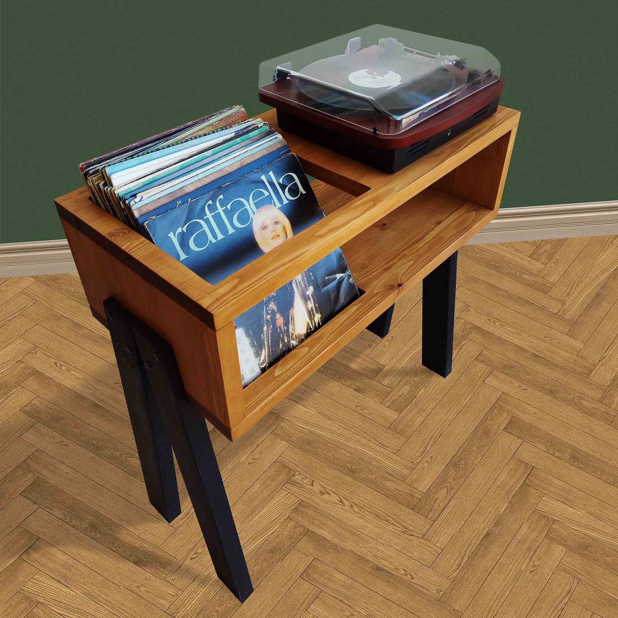 Suport pentru pick-up, Hanah Home, CPT2012-80, 80x85x40 cm, Lemn, Teak / Negru