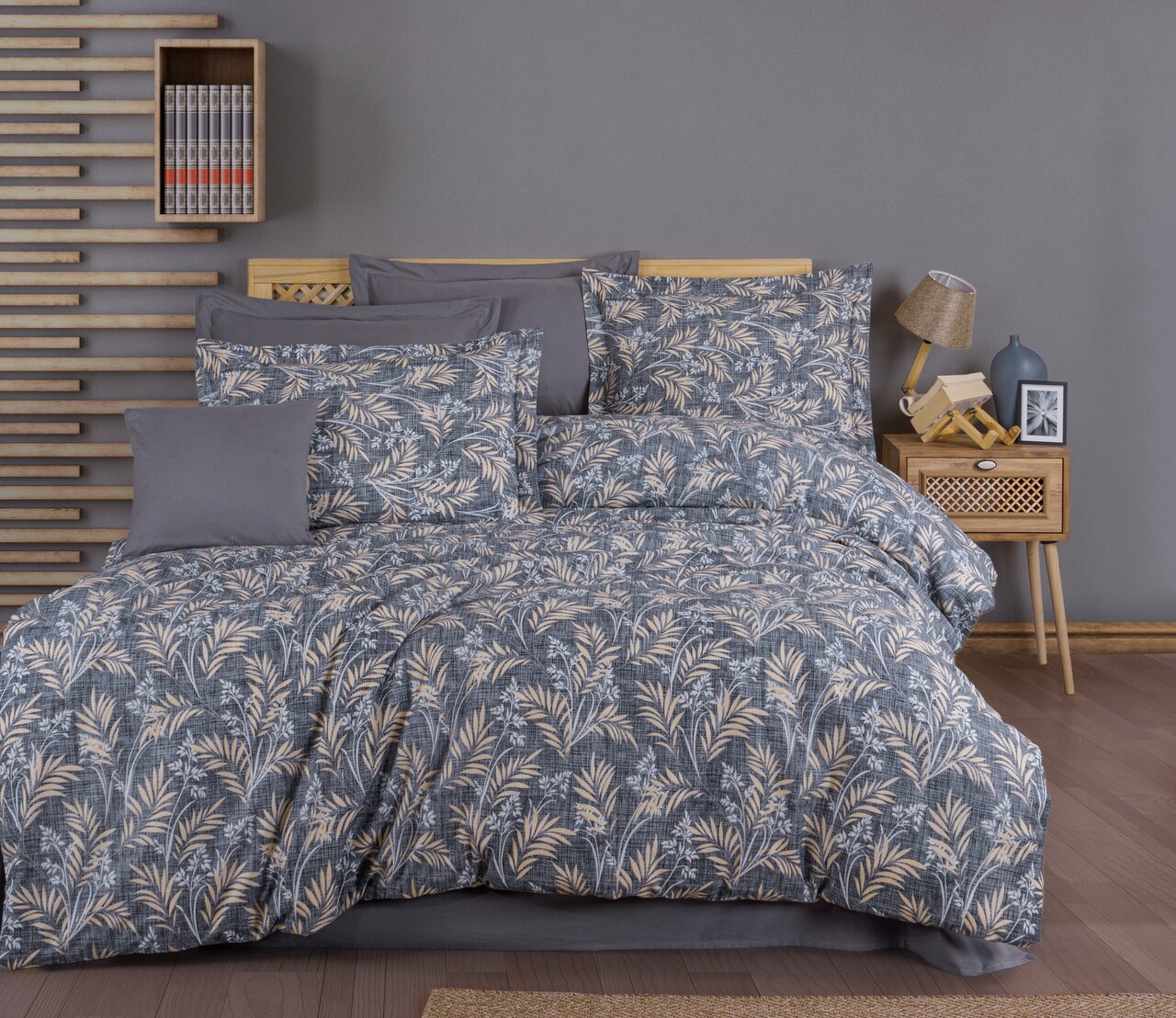 Lenjerie de pat dubla King (EU) (ES) L'essentiel Maison Tuğba Gri / Bej / Alb