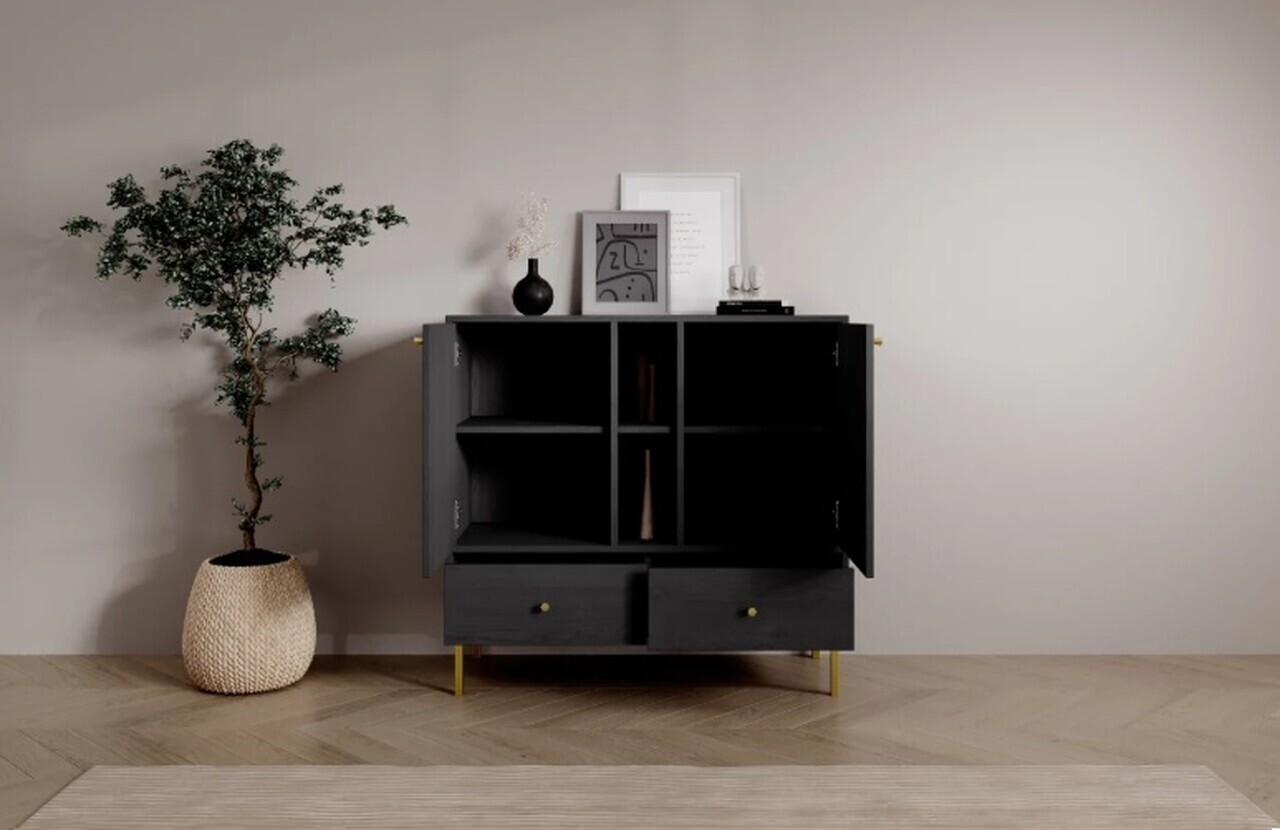 Comoda ADRK, Tili 2D 2S 2P, 100.2x40.8x95 cm, PAL laminat, negru — imaginea 6
