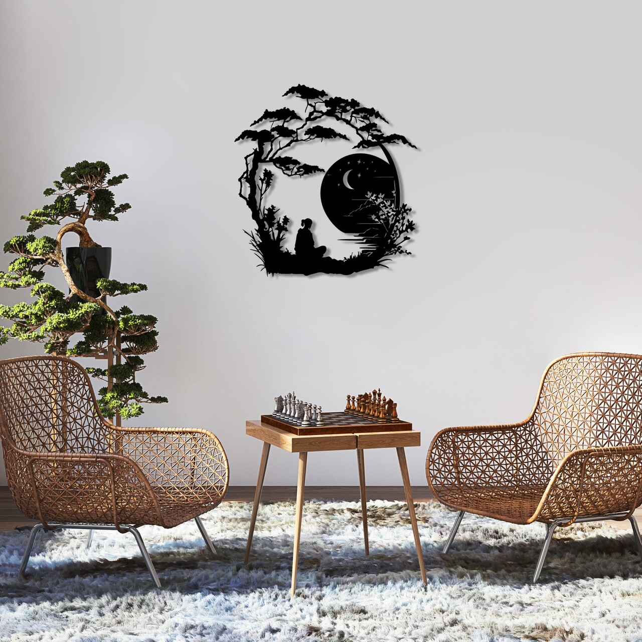 Decoratiune de perete, The Seclusion, Dimensiune: 63 x 60 cm, Negru - view 4