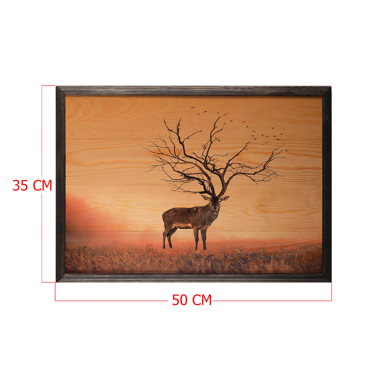 Tablou decorativ, Stag Tree, Lemn, Lemn, Multicolor