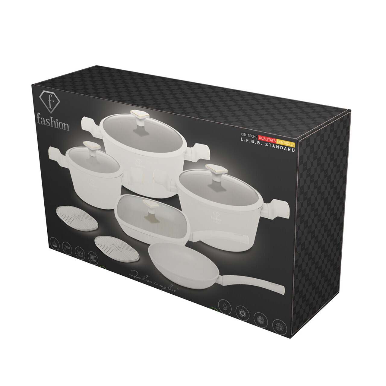 Set pentru gatit Fashion TV, Sahara, 11 piese, aluminiu forjat, crem - view 10