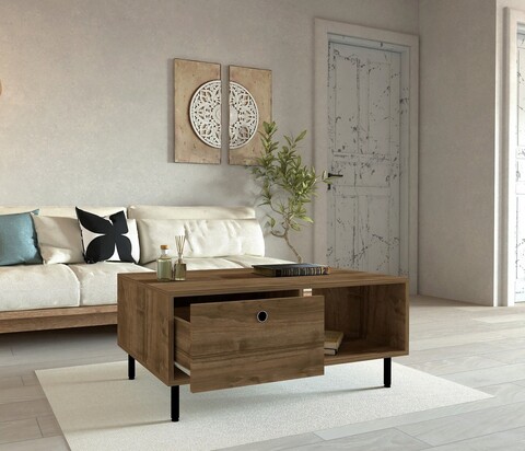 Masuta de cafea, puqa design, nando, 100x43x60 cm, pal, nuc