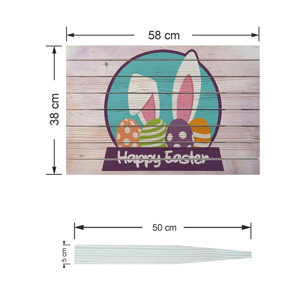 Semn de curte, Happy Easter Badge, 58x38 cm, Multicolor - imagine 4