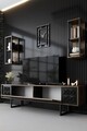 Comoda TV, Bexley, Black Line, 180x30x48 cm, PAL, Nuc / Negru