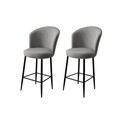 Set scaun de bar (2 bucăți), Charlotte, Fora, Metal, Gri/Negru