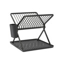 Scurgator de vase cu suport tacamuri, pliabil, Brabantia, SinkSide, 33x37x31.5 cm, aluminiu, gri inchis