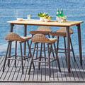 Set 4 scaune si masa bar pentru gradina/terasa Dario, aluminiu/lemn acacia, maro/natur
