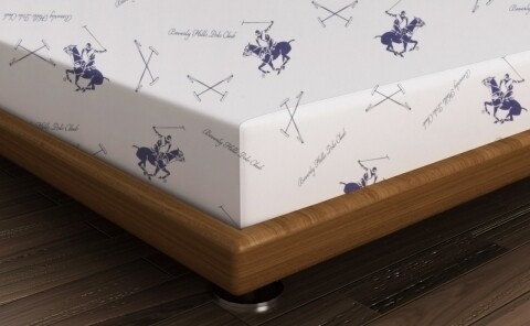 Cearceaf de pat dublu, 240x260 cm, 100% bumbac ranforce, Beverly Hills Polo Club, alb/albastru