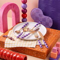 Set tacamuri, Hermia, 666HAC2153, Inox, Furculiță de masă: 19 x 3 cm (6 bucăți), Auriu / Mov