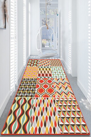 Covor, Cuadricula Djt, 80x300 cm, Multicolor