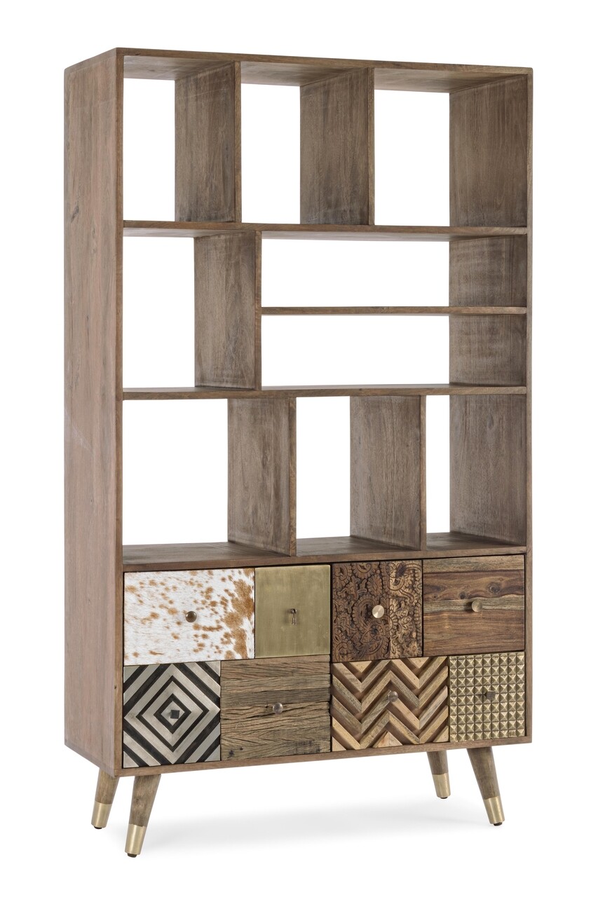 Biblioteca Dhaval, Bizzotto, 100x40x175 cm, lemn de mango/MDF