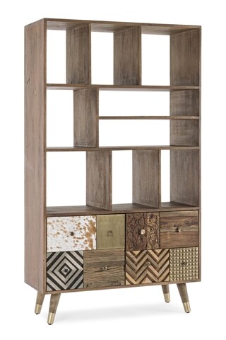 Biblioteca Dhaval, Bizzotto, 100x40x175 cm, lemn de mango/MDF