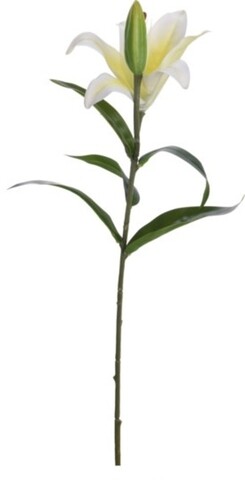 Poza Floare artificiala Lily, 15x16x70 cm, poliester, alb/galben