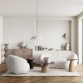 Canapea 2 locuri Tecla, Bizzotto, 191 x 93 x 73 cm, placaj/poliester Boucle, alb
