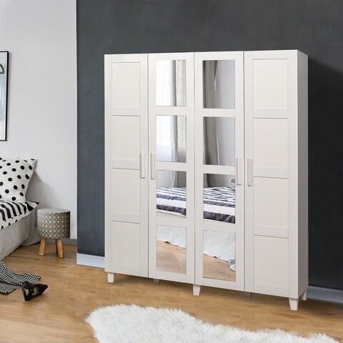 Dulap cu oglinda pentru haine salvia 2 - white, vella, 160x48x189 cm