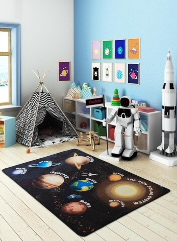 Covor Planets – Black, Confetti, 100×150 cm, poliamida, multicolor imagine noua 2022