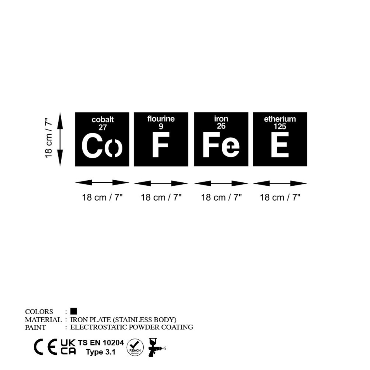 Decoratiune de perete, Coffee 13, Dimensiune: 18 x 18 cm (4 bucăți), Negru - view 6