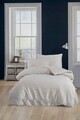 Lenjerie de pat pentru o persoana, Water Yollu Saten - Beige, EnLora Home, 70% bumbac/30% poliester
