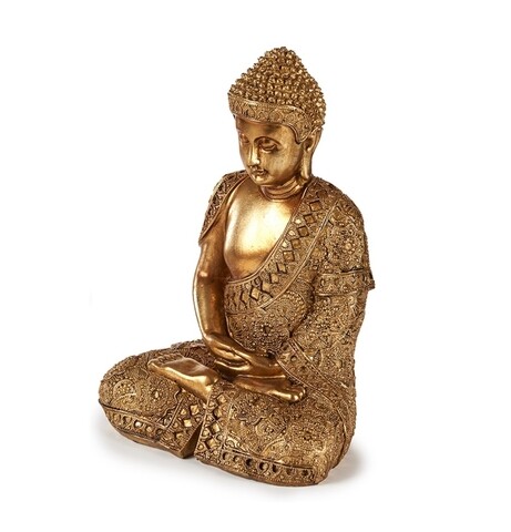 Decoratiune Enlightened Buddha, Gift Decor, 22.5 x 18 x 33 cm, polirasina, auriu