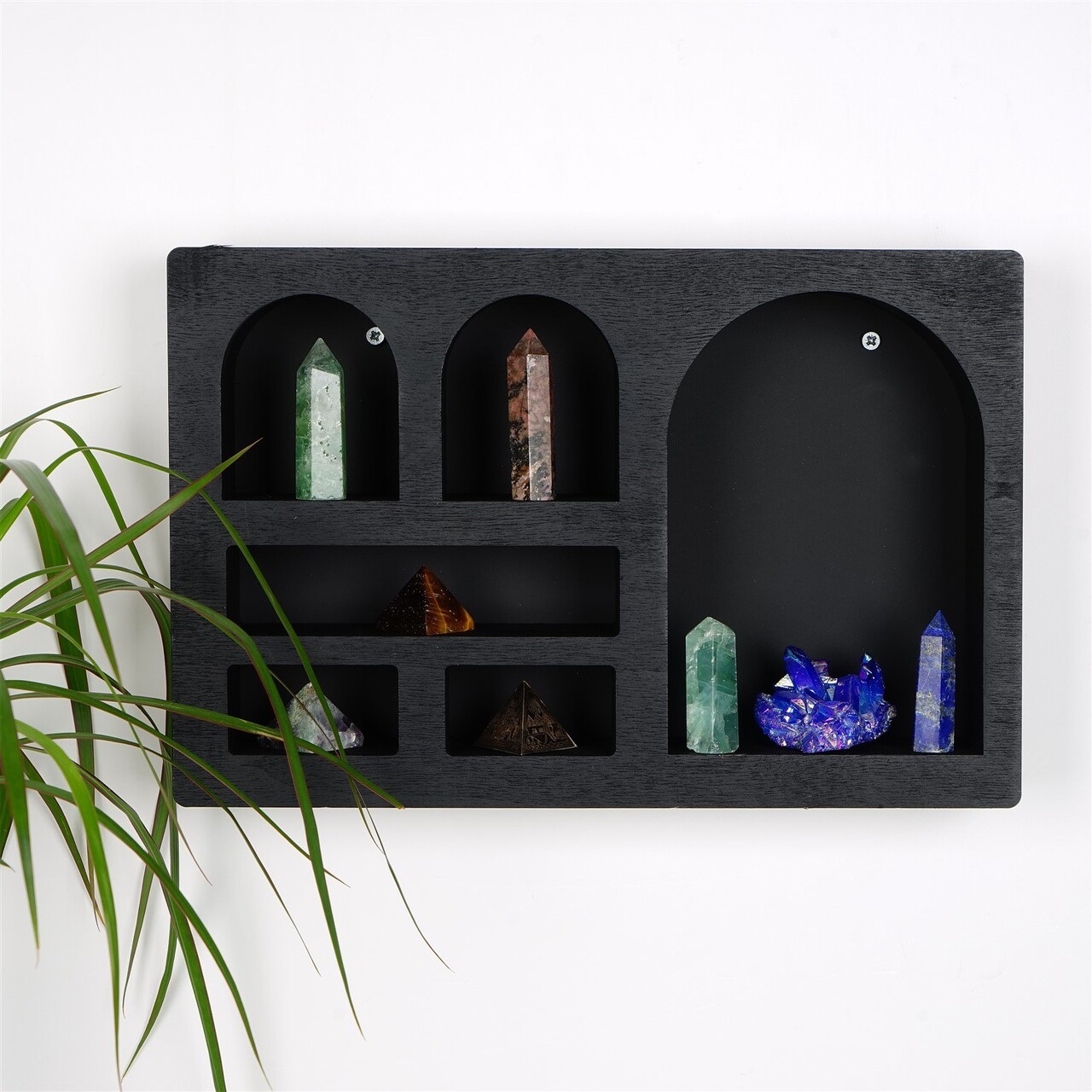 Raft de perete, Evila Originals, Cry003-S, 35x23x6 cm, Lemn masiv, Negru - 2 | YEO