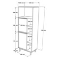 Dulap de bucatarie Migniato, Pakoworld, 60x35.5x161.5 cm, PAL/fier, alb/negru