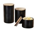 Cutie depozitare alimente, Wenko, Mio, 11 x 11 x 19 cm, 1.4 L, lemn/sticla/silicon, negru/maro