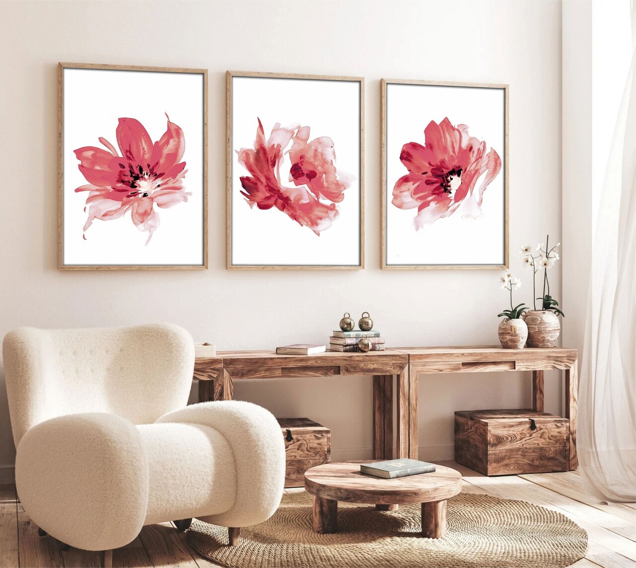 Set 3 tablouri decorative, Huhu216, Cadru: 100% LEMN MASIV (Grosime: 2,5 cm), Multicolor - view 4
