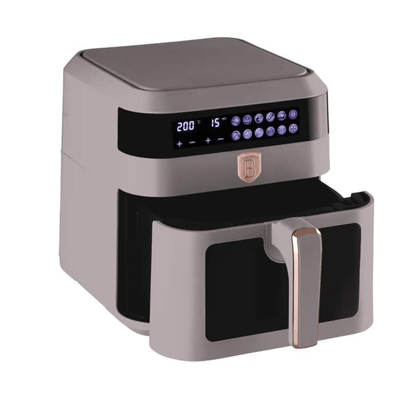 Friteuza cu aer cald si fereastra Berlinger Haus, Taupe, 6.3 L, 1300W, taupe mat - imagine 2
