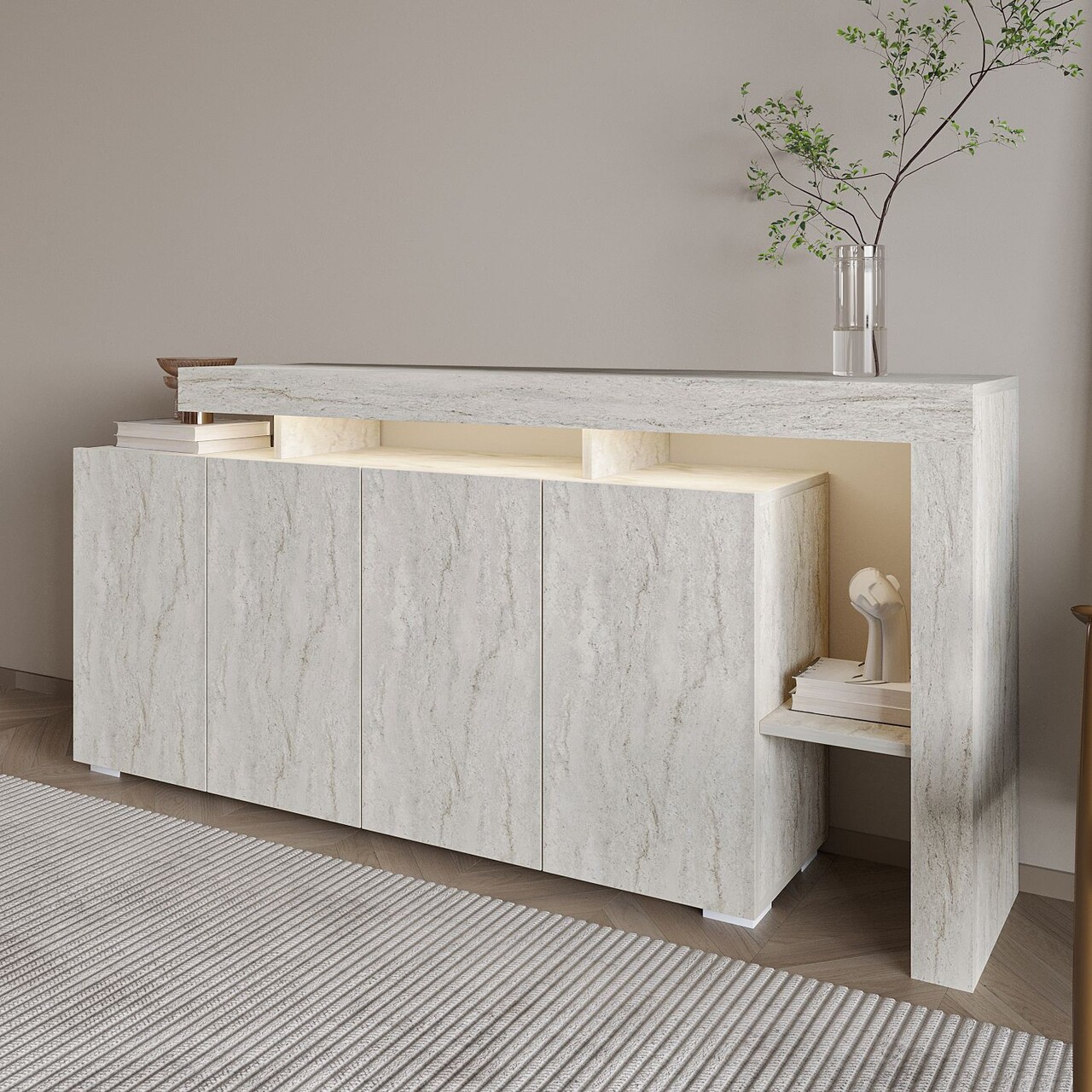 Consola, Hanah Home, Beliz, 170x80x35 cm, Travertin - view 5