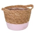 Cos pentru depozitare, Creaciones Meng, 16x19 cm, stuf/hartie impletita, natural/roz
