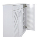 Pantofar cu 3 usi Sante, Pakoworld, 10 perechi pantofi, 120x37x123 cm, MDF/PAL, alb