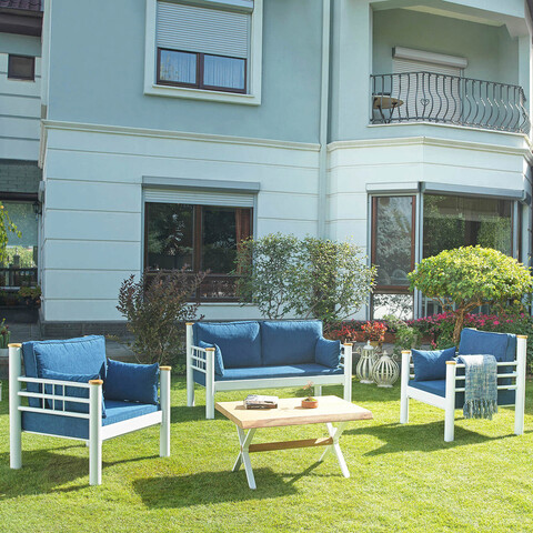 Set mobilier de gradina, heaven, kappis (2+1+1), alb / albastru închis