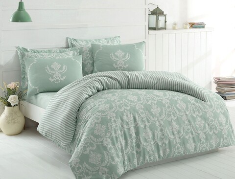 Lenjerie de pat dubla (de), 3 piese, pure - water green, eponj home, 65% bumbac/35% poliester