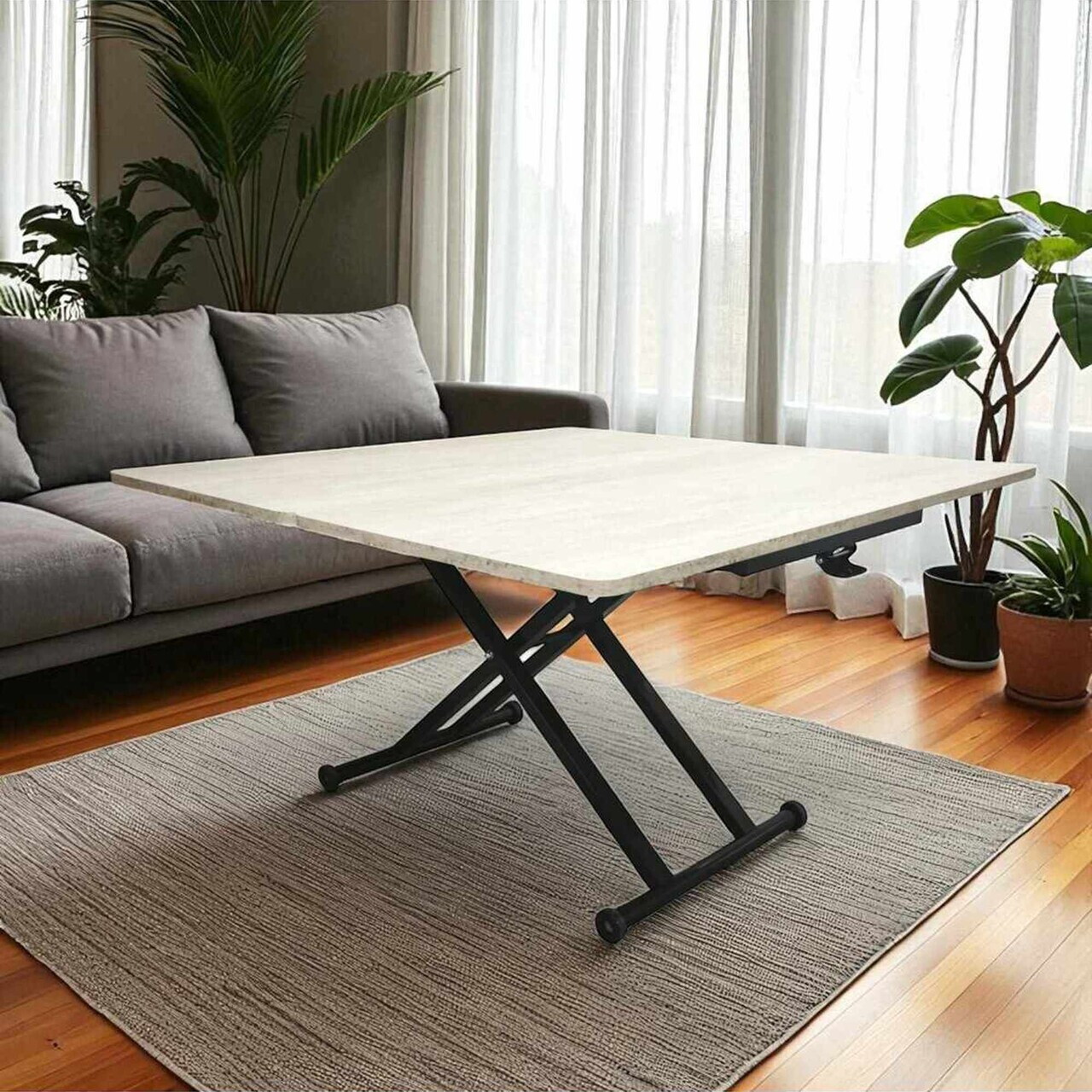 Masuta de cafea, Hanah Home, Home Ext, MDF, Travertin / Negru — imaginea 3
