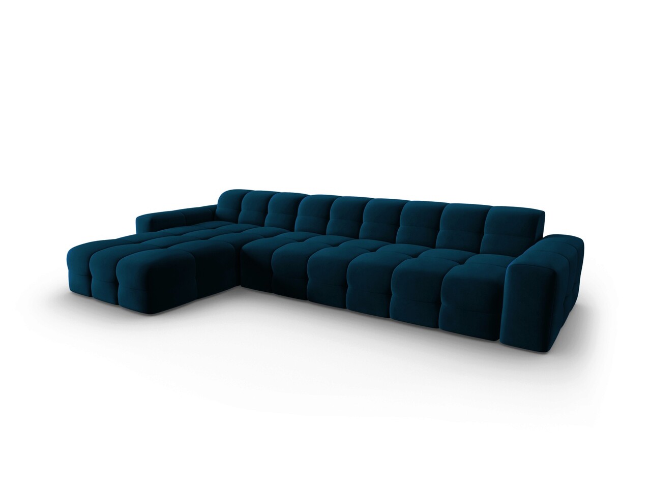 Coltar stanga 5 locuri, Kendal, Micadoni Home, BL, 357x173x79 cm, catifea, albastru navy - 1 | YEO