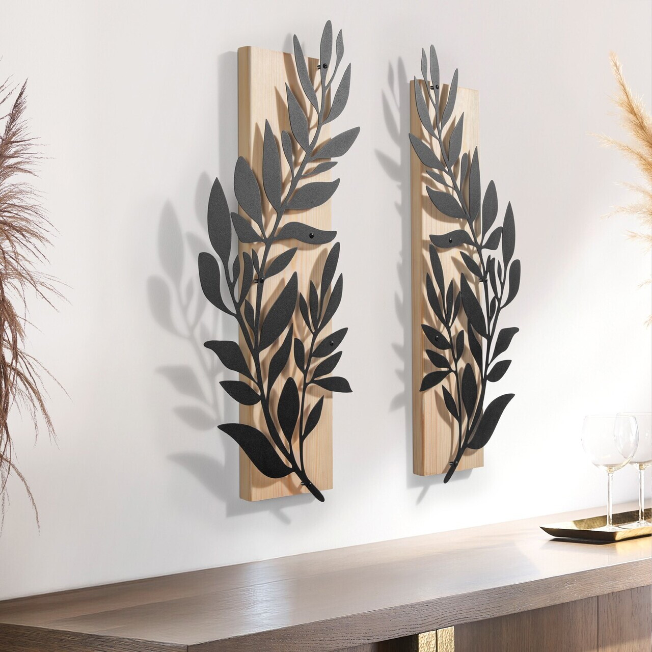 Decoratiune de perete, Olivia, Cadru: Lemn (Grosime: 2 cm), Natural/Negru — imaginea 5