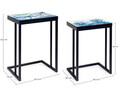 Set 2 masute de cafea Reef, Bizzotto, 40.5x30x56 cm/45.5x33x62.5 cm, otel/MDF, albastru