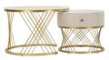 Set 2 masute de cafea Votix, Mauro Ferretti, 70x48 cm, 50x43.5 cm, lemn de pin/MDF/metal, crem/auriu
