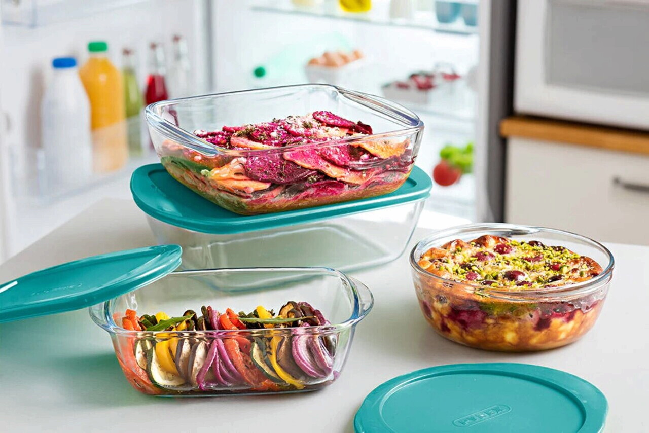 Caserola dreptunghiulara, cu capac, sticla termorezistenta, 40x27cm/4,9L, "Cook&amp;Store", Blue - Pyrex - view 3