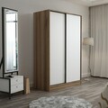 Dulap pentru haine, Minerva, Kale White Oak, 120x210x60 cm, PAL, Alb / Stejar