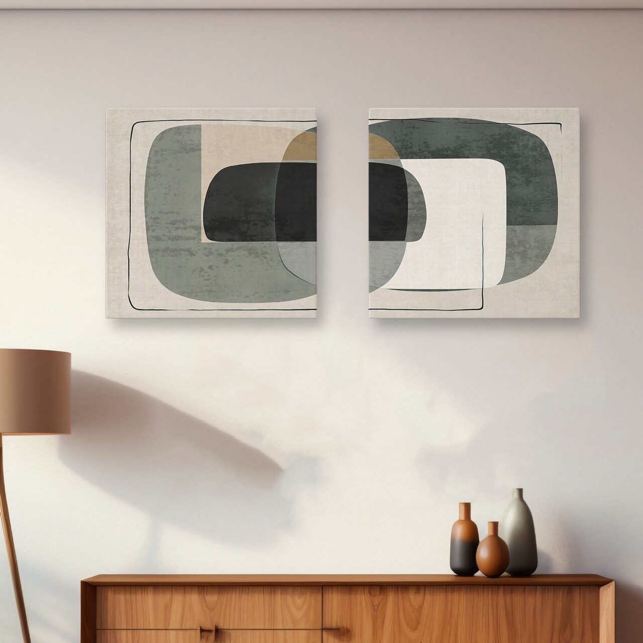 Set 2 tablouri decorative ASR_CNVS25 Lemn Multicolor