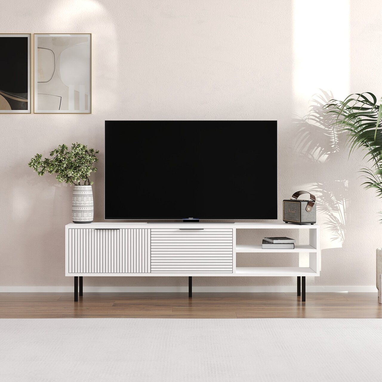 Comoda TV, Odessa, Venus, 150x45x30 cm, Alb