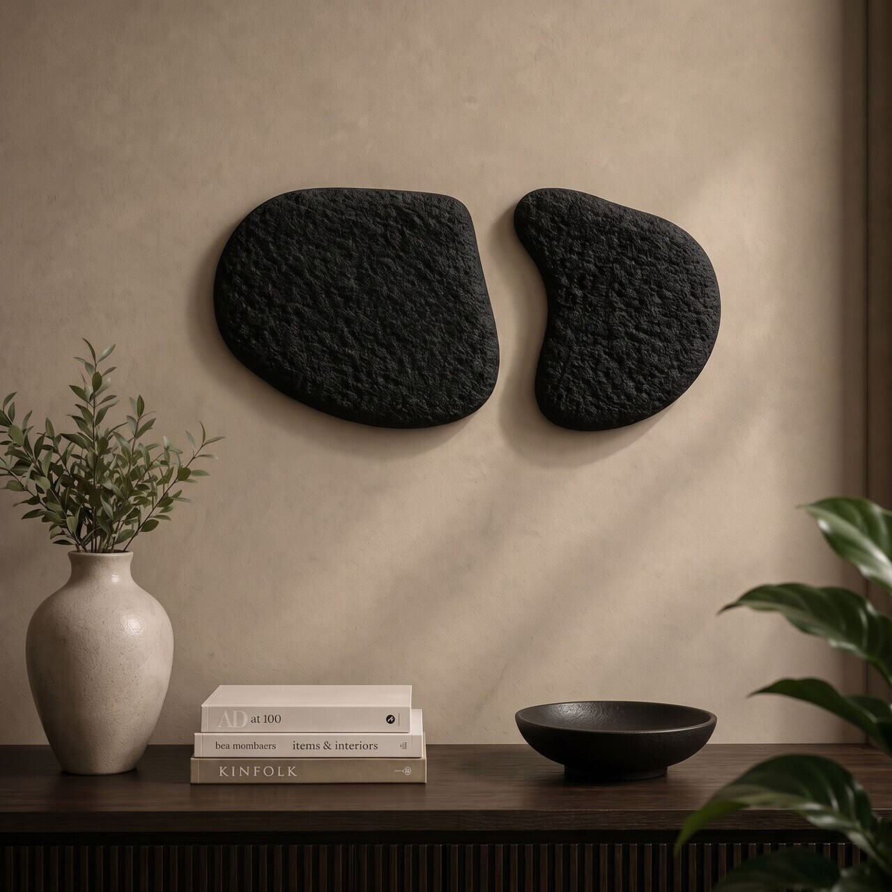 Set de accesorii decorative pentru perete, Myk3098, BETON CARBON, Dimensiunea obiectului 1: 17 x 27 cm, Negru