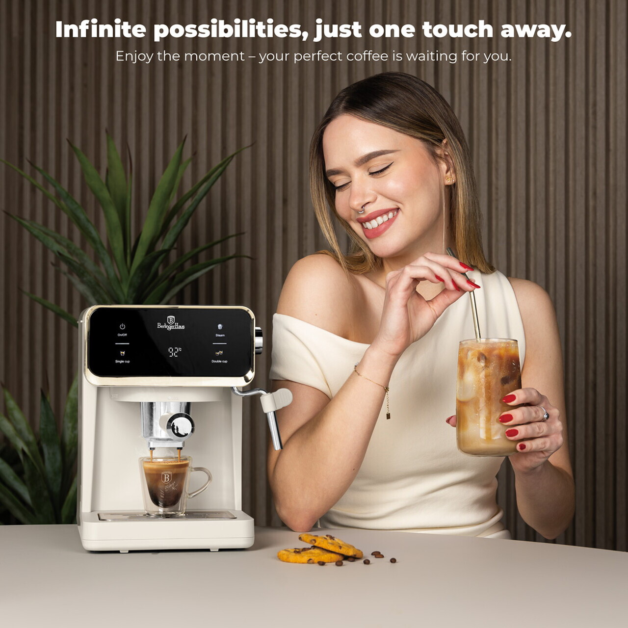 Espressor digital 3 in 1 Berlinger Haus, Sahara, 950W, 21x25.9x28 cm, inox, crem mat - view 10