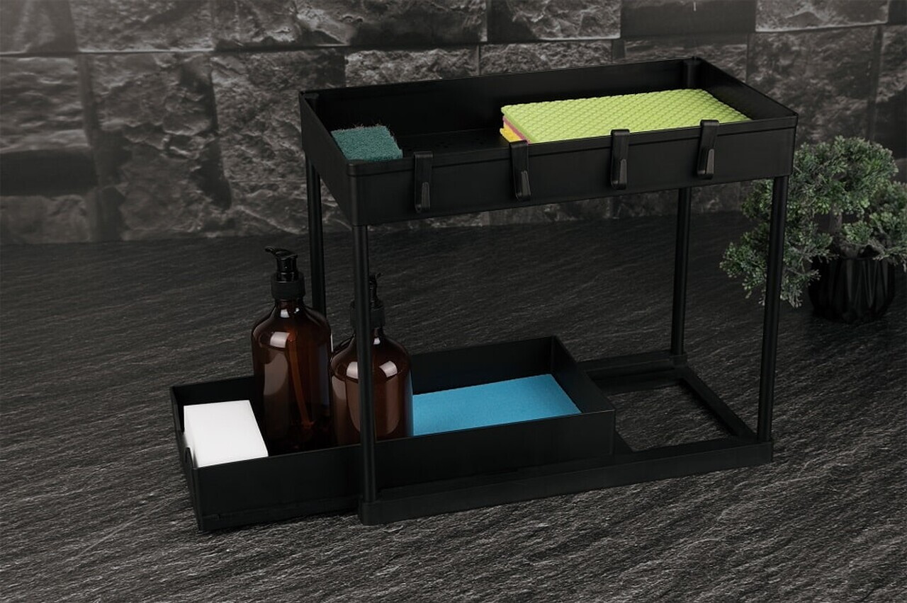 Organizator pentru dulap Berlinger Haus, Black Rose, 40x22x33.5 cm, plastic, negru - imagine 2