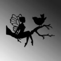 Decoratiune de perete, Fairy, Metal, Dimensiune: 70 x 48 cm, Negru