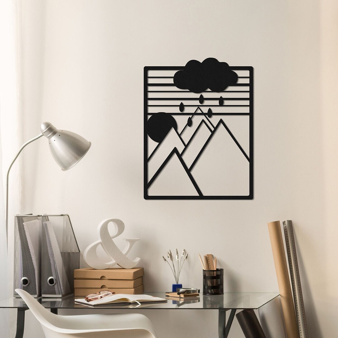 Decoratiune de perete, lluvia, Metal, Grosime: 1,2 mm, Negru — imaginea 3
