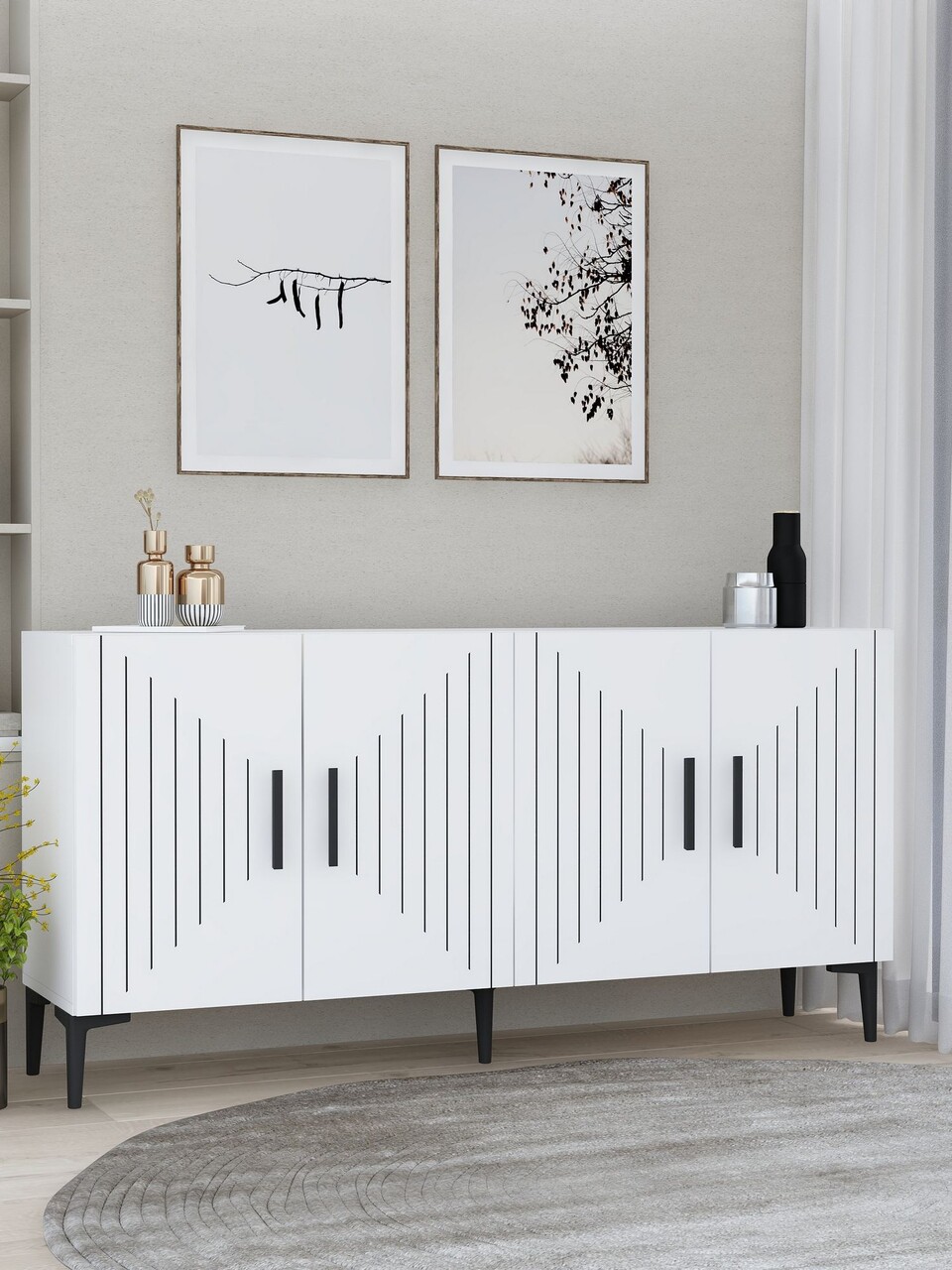 Consola, Hanah Home, Poyraz, 150x75x35 cm, PAL , Alb - view 2