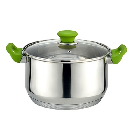 Oala cu capac Muhler, MR-4070, inox/sticla, 24 cm, 5 L, verde